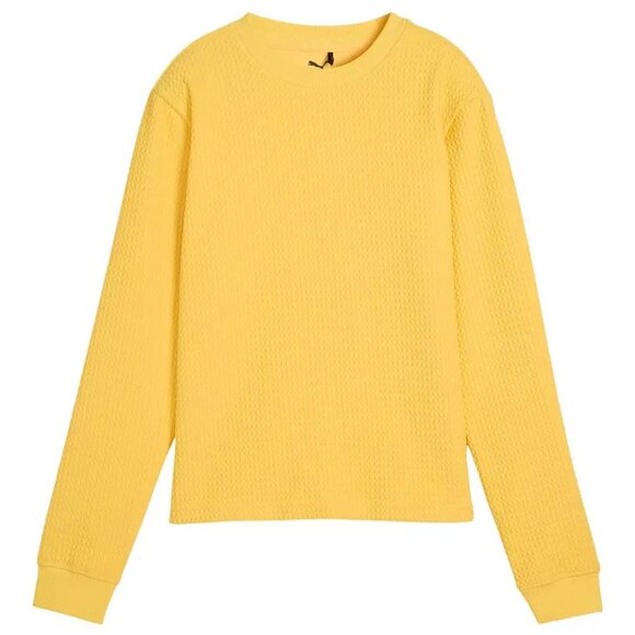 PUMA Women's Boulder Golf Crewneck Sweatshirt Yellow Stretchy Preppy Small - Picture 1 of 5